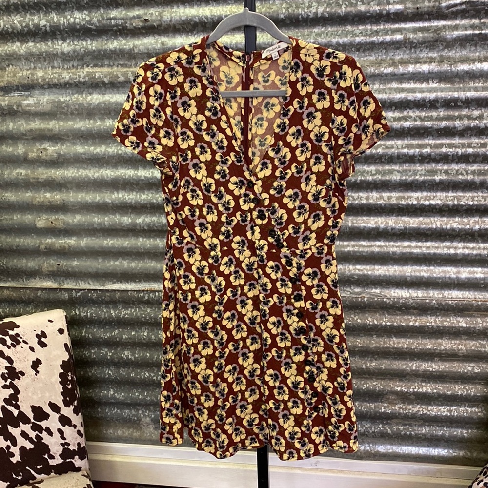 Madewell Button-Wrap Dress in Viola Floral